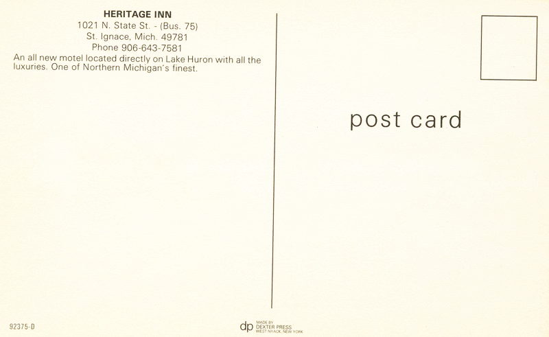 Quality Inn Lakefront (Heritage Inn Motel) - Vintage Postcard